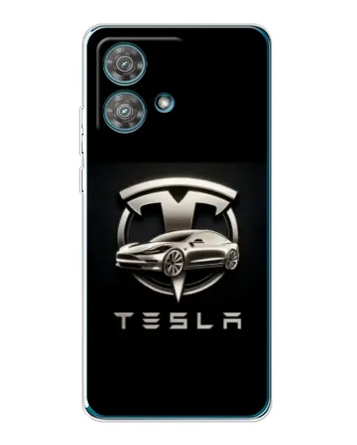 Чехол для Motorola Edge 40 Neo с картинкой «Tesla — серебристое авто» Чехол для Motorola Edge 40 Neo с картинкой «Tesla — серебристое авто»