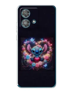 Чехол для Motorola Edge 40 Neo с картинкой «Stitch в цветах»