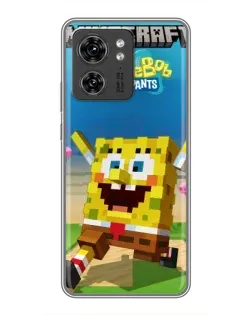 Чехол для Motorola Edge 40 Pro с картинкой «Губка Боб Minecraft»