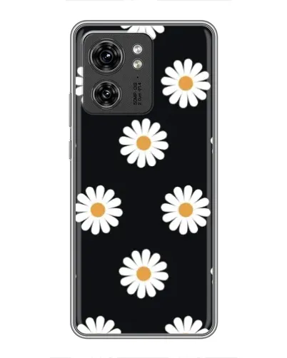 Чехол для Motorola Edge 40 Pro с картинкой «Ромашки на черном»