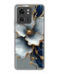 Чехол для Motorola Edge 40 Pro с картинкой «Белый цветок и золотой флюид»