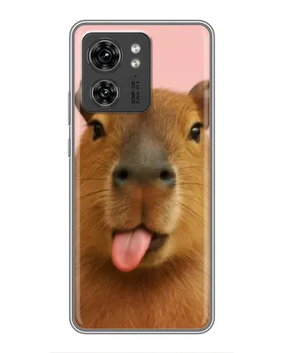 Чехол для Motorola Edge 40 Pro с картинкой «Капибара с языком»