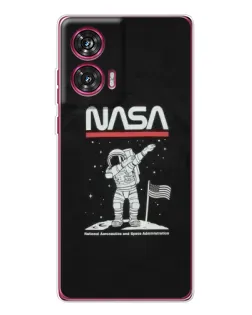 Чехол для Motorola Edge 50 Fusion с картинкой «NASA — шагаем по Луне»