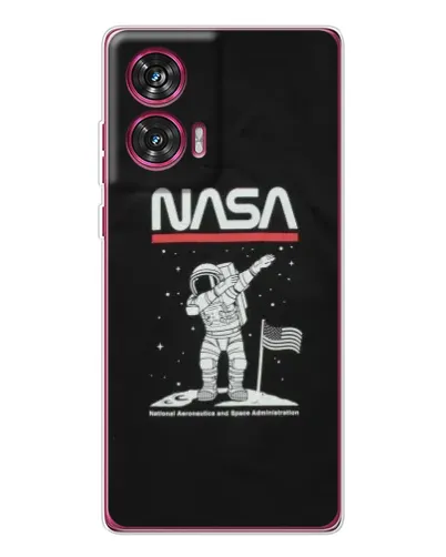 Чехол для Motorola Edge 50 Fusion с картинкой «NASA — шагаем по Луне»
