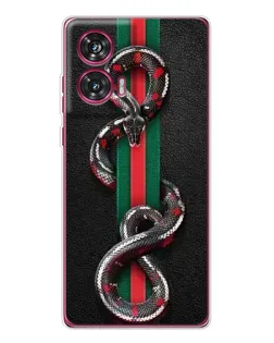 Чехол для Motorola Edge 50 Fusion с картинкой «Gucci — змея на полосе» Чехол для Motorola Edge 50 Fusion с картинкой «Gucci — змея на полосе»