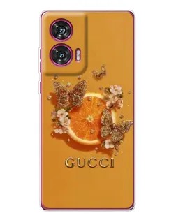 Чехол для Motorola Edge 50 Fusion с картинкой «Gucci — золотые бабочки» Чехол для Motorola Edge 50 Fusion с картинкой «Gucci — золотые бабочки»