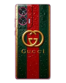 Чехол для Motorola Edge 50 Fusion с картинкой «Gucci — фирменная полоса и золото» Чехол для Motorola Edge 50 Fusion с картинкой «Gucci — фирменная полоса и золото»