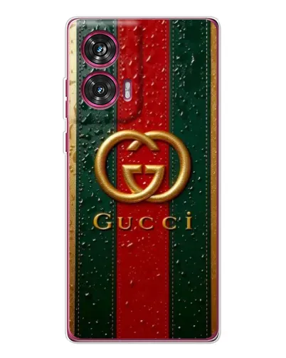 Чехол для Motorola Edge 50 Fusion с картинкой «Gucci — фирменная полоса и золото» Чехол для Motorola Edge 50 Fusion с картинкой «Gucci — фирменная полоса и золото»