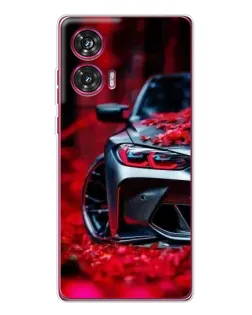 Чехол для Motorola Edge 50 Fusion с картинкой «Спортивная BMW и цветы»