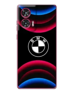 Чехол для Motorola Edge 50 Fusion с картинкой «Логотип BMW и неоновые дуги»