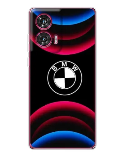 Чехол для Motorola Edge 50 Fusion с картинкой «Логотип BMW и неоновые дуги»