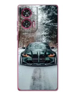 Чехол для Motorola Edge 50 Fusion с картинкой «BMW в зимнем лесу»