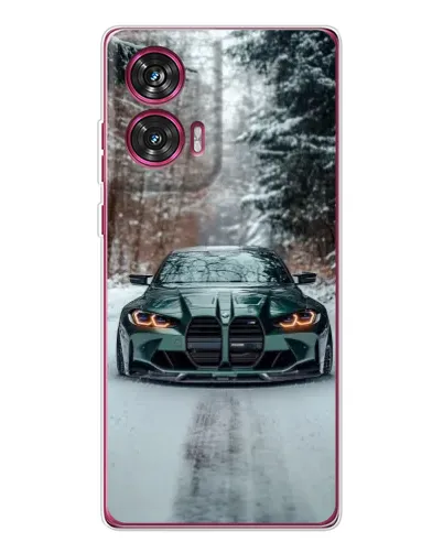 Чехол для Motorola Edge 50 Fusion с картинкой «BMW в зимнем лесу»