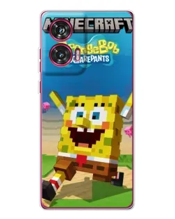 Чехол для Motorola Edge 50 Fusion с картинкой «Губка Боб Minecraft»
