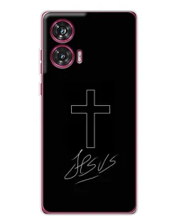 Чехол для Motorola Edge 50 Fusion с картинкой «Графический крест Jesus»