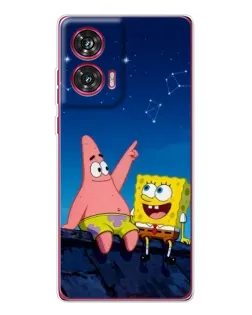 Чехол для Motorola Edge 50 Fusion с картинкой «Губка Боб и Патрик ночью»