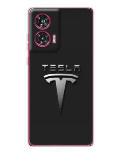 Чехол для Motorola Edge 50 Fusion с картинкой «Стальной логотип Tesla»