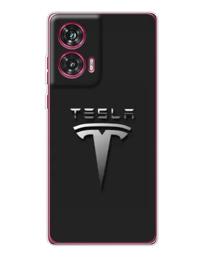 Чехол для Motorola Edge 50 Fusion с картинкой «Стальной логотип Tesla»