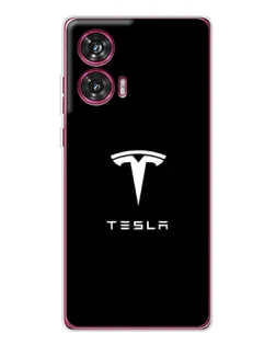 Чехол для Motorola Edge 50 Fusion с картинкой «Tesla White Logo»