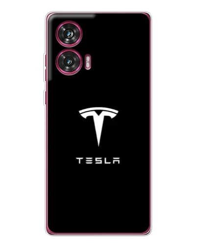 Чехол для Motorola Edge 50 Fusion с картинкой «Tesla White Logo»