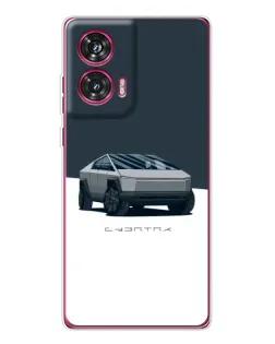 Чехол для Motorola Edge 50 Fusion с картинкой «Серебристый Cybertruck Tesla»