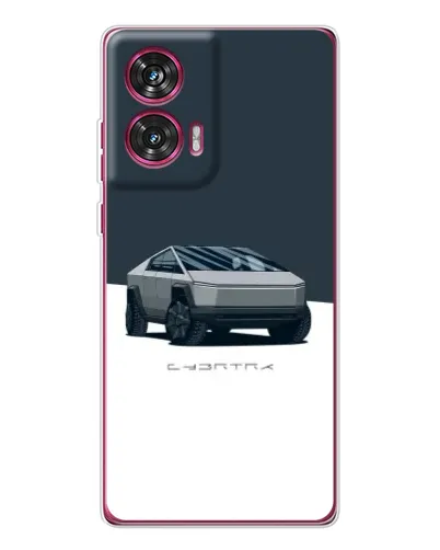 Чехол для Motorola Edge 50 Fusion с картинкой «Серебристый Cybertruck Tesla»