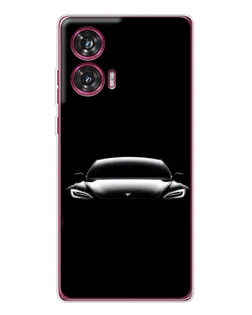 Чехол для Motorola Edge 50 Fusion с картинкой «Фары Tesla Night»
