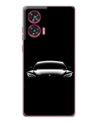 Чехол для Motorola Edge 50 Fusion с картинкой «Фары Tesla Night»