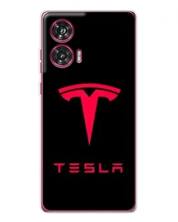 Чехол для Motorola Edge 50 Fusion с картинкой «Tesla Red Logo»