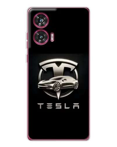 Чехол для Motorola Edge 50 Fusion с картинкой «Tesla — серебристое авто»