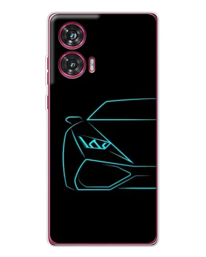 Чехол для Motorola Edge 50 Fusion с картинкой «Голубой силуэт Lamborghini»