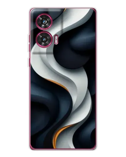 Чехол для Motorola Edge 50 Fusion с картинкой «Объемные черно-белые ленты» Чехол для Motorola Edge 50 Fusion с картинкой «Объемные черно-белые ленты»