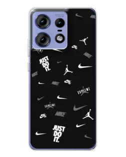 Чехол для Motorola Edge 50 Pro с картинкой «Nike Black Pattern» Чехол для Motorola Edge 50 Pro с картинкой «Nike Black Pattern»