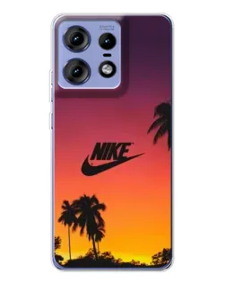 Чехол для Motorola Edge 50 Pro с картинкой «Nike на закате солнца»