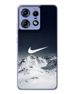 Чехол для Motorola Edge 50 Pro с картинкой «Nike — зимние горы»