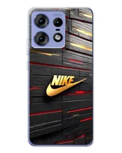 Чехол для Motorola Edge 50 Pro с картинкой «Золотой Nike на металле»