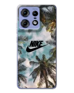 Чехол для Motorola Edge 50 Pro с картинкой «Тропический принт Nike»