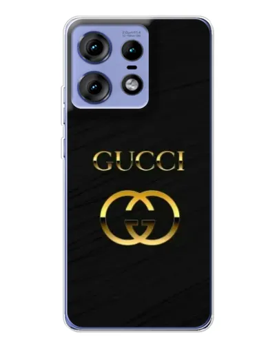 Чехол для Motorola Edge 50 Pro с картинкой «Золотой логотип Gucci»