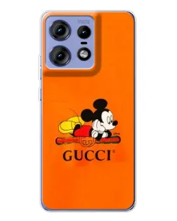 Чехол для Motorola Edge 50 Pro с картинкой «Микки Маус Gucci — оранж»