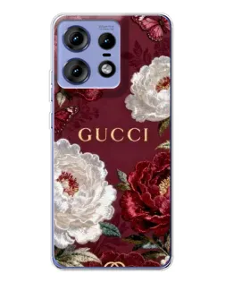 Чехол для Motorola Edge 50 Pro с картинкой «Gucci — бордовые розы»