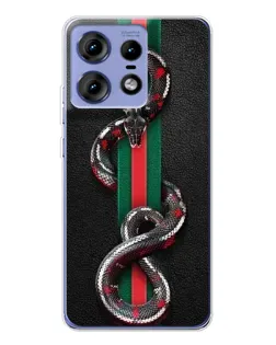 Чехол для Motorola Edge 50 Pro с картинкой «Gucci — змея на полосе»