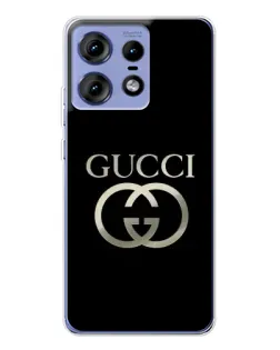 Чехол для Motorola Edge 50 Pro с картинкой «Gucci — золото на черном»