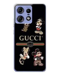 Чехол для Motorola Edge 50 Pro с картинкой «Gucci — герои Disney и монограмма»