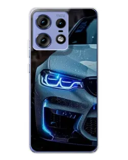 Чехол для Motorola Edge 50 Pro с картинкой «Взгляд BMW с синими фарами»