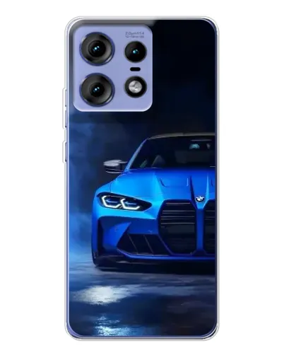 Чехол для Motorola Edge 50 Pro с картинкой «Голубая BMW M4»