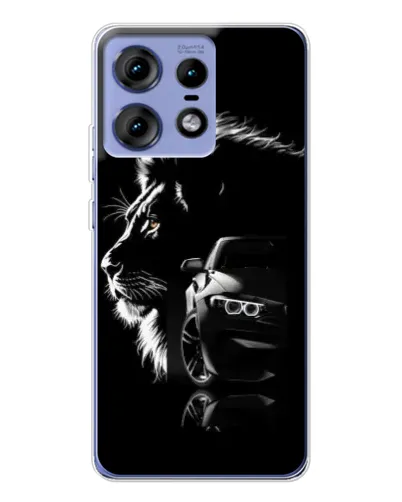 Чехол для Motorola Edge 50 Pro с картинкой «BMW и лев»