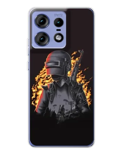 Чехол для Motorola Edge 50 Pro с картинкой «PUBG — огненный силуэт» Чехол для Motorola Edge 50 Pro с картинкой «PUBG — огненный силуэт»