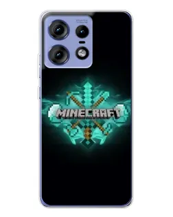 Чехол для Motorola Edge 50 Pro с картинкой «Minecraft Diamond лого»