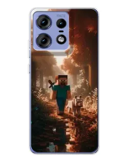 Чехол для Motorola Edge 50 Pro с картинкой «Стив в лесу»