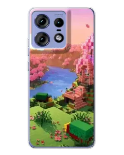 Чехол для Motorola Edge 50 Pro с картинкой «Розовое дерево Minecraft»